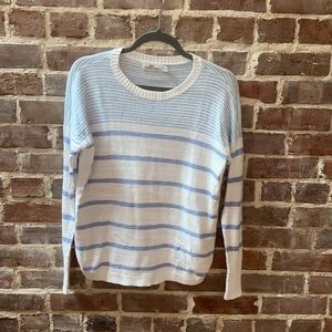 LIGHT BLUE + PERIWINKLE STRIPE LIGHTWEIGHT SWEATER